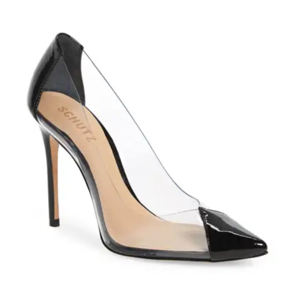 Schutz Cendi Transparent Pointed Toe Pump (Women) sz 6.5